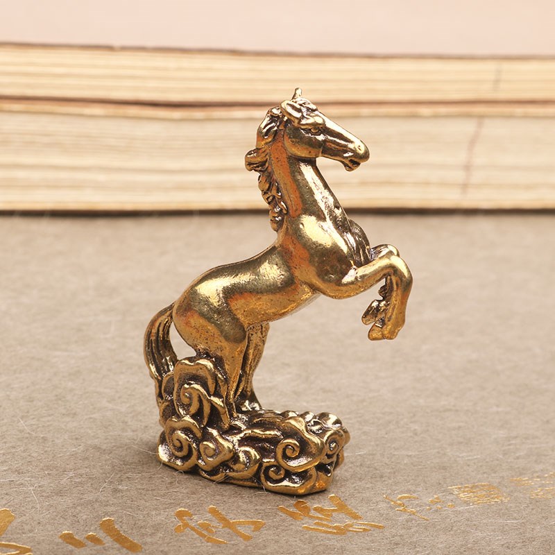 仿古黄铜生肖马摆件茶宠迷你小铜器摆件小玩意铜手工创意文玩手办