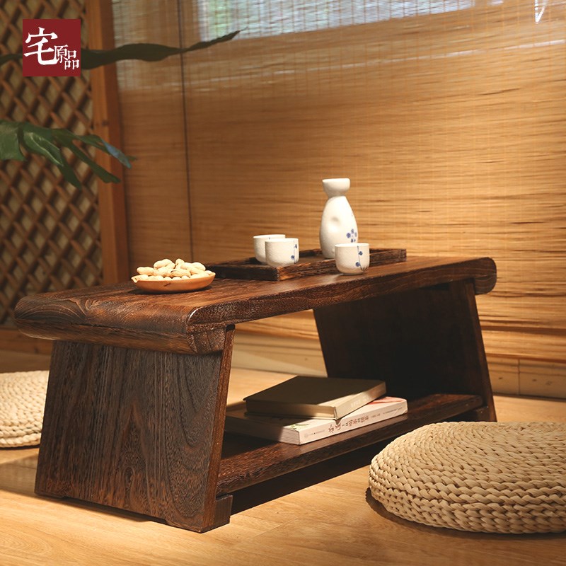 日式榻榻米茶桌实木可折叠矮桌炕桌炕几桌子家用阳台飘窗小茶几
