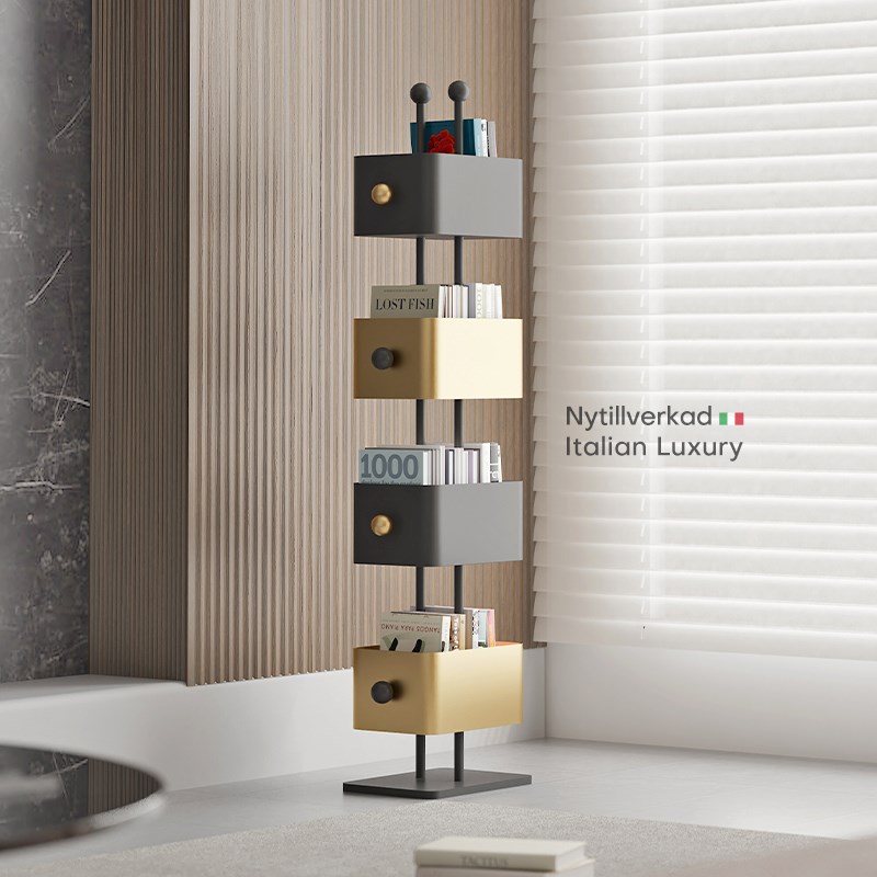 意式轻奢书架落地铁艺多层置物架卧室房间展示架子客厅收纳架子