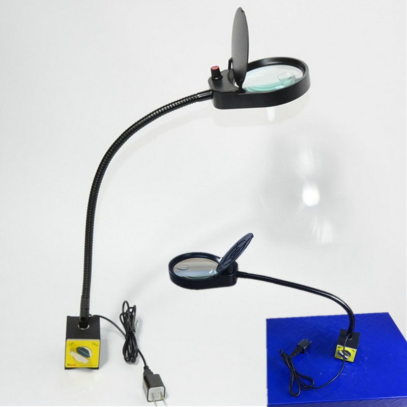 磁力座带灯放大镜15倍超强吸力机械工作台吸铁石机床检验维修包邮