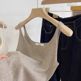 针织吊带小背心女内搭夏季2024年新款米色外穿法式杏色上衣打底衫