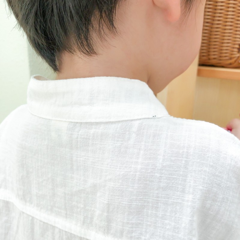 貌貌妈家夏天穿的衬衫2022男童薄衬衫麻纱柔软宝宝短袖衬衣透气潮