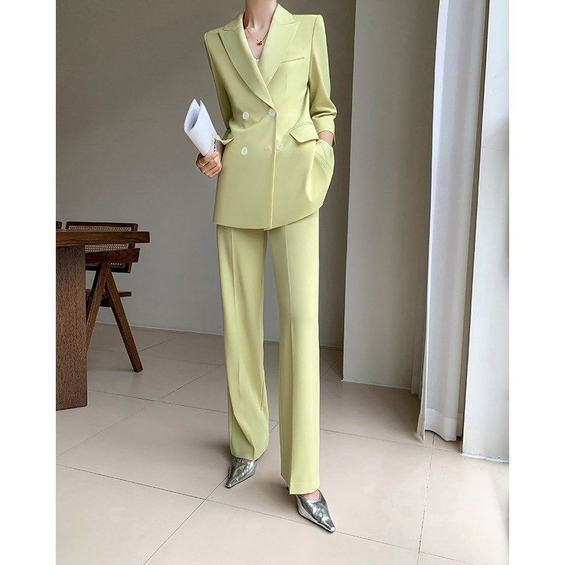 黑色西装套装女夏薄款高级感小个子职业工作服气质阔腿裤休闲西服