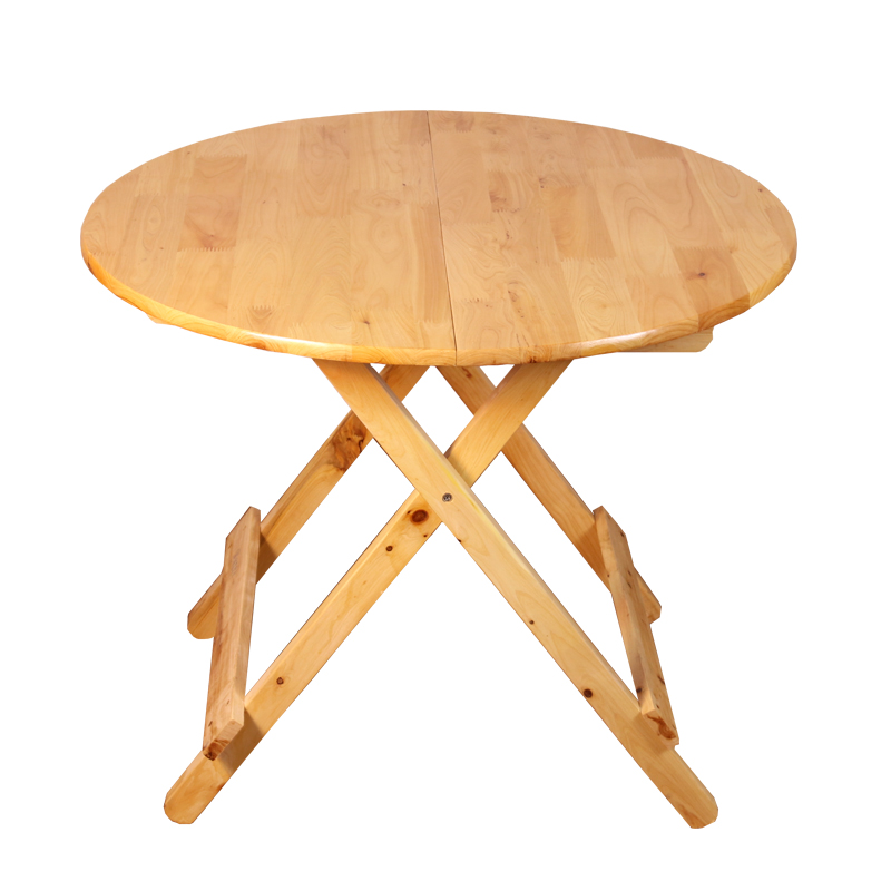 香柏木实木可折叠圆桌大圆桌子餐桌吃饭桌简易方便便携户外简约