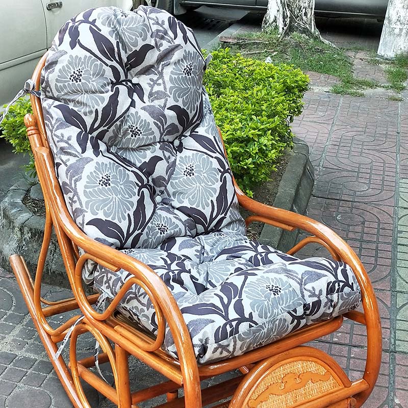 藤木摇椅躺睡椅通用加厚坐垫 靠垫一体四季风居家布艺椅垫可拆洗