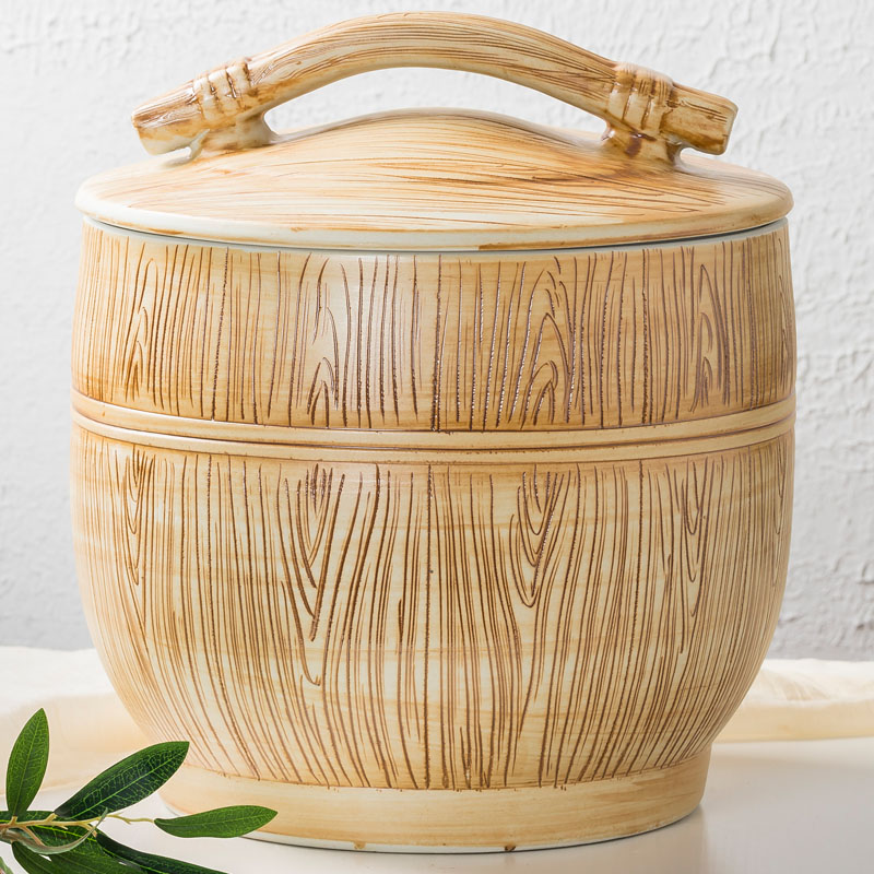 景德镇陶瓷米缸带盖家用米桶10斤20斤装密封面粉桶防潮防虫储米罐