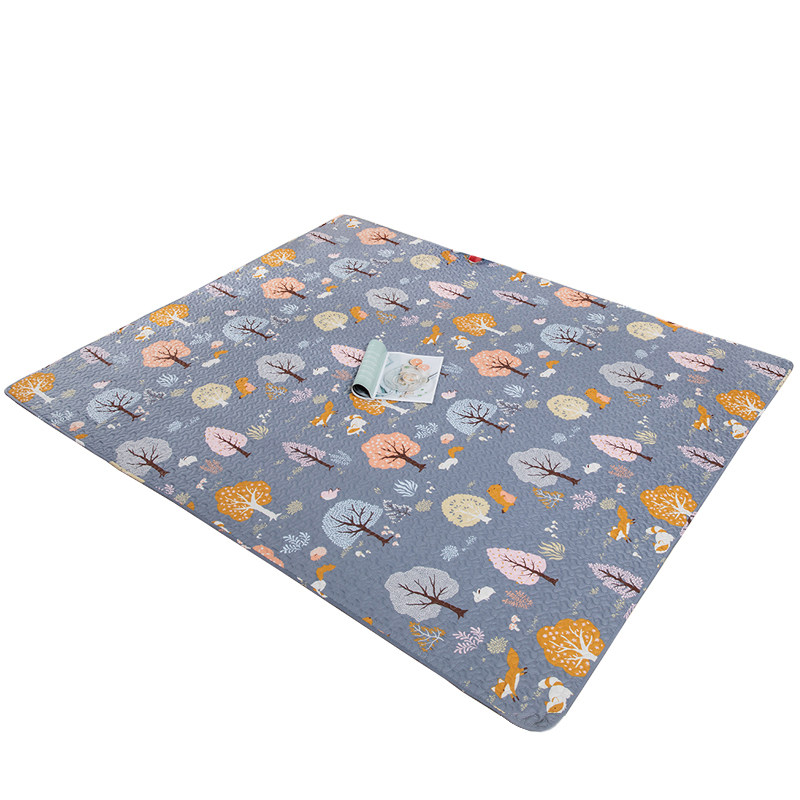 纯棉儿童地垫家用全棉布艺宝宝爬行垫床边防滑地毯榻榻米垫可机洗