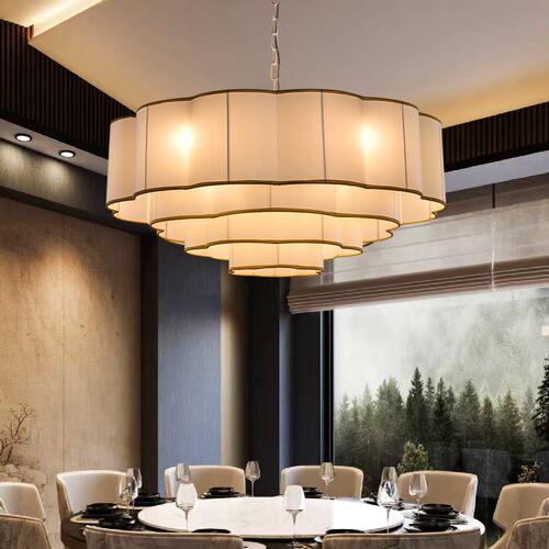 新中式包厢吊灯客厅中国风餐桌饭厅卧室酒楼餐厅包间布艺吸顶灯具
