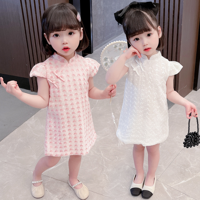 女宝宝夏装洋气连衣裙2022儿童改良旗袍公主裙夏季女小童网纱裙子