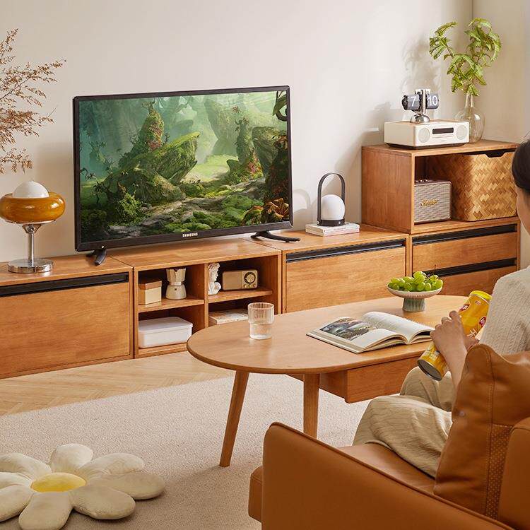 实纳木电视柜家小985户型落地电机柜收用储物柜一体客厅矮柜视组