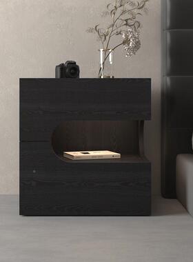 极简床头柜意创意床边柜现代ZJZ黑色家造用式约人板卧室简客厅
