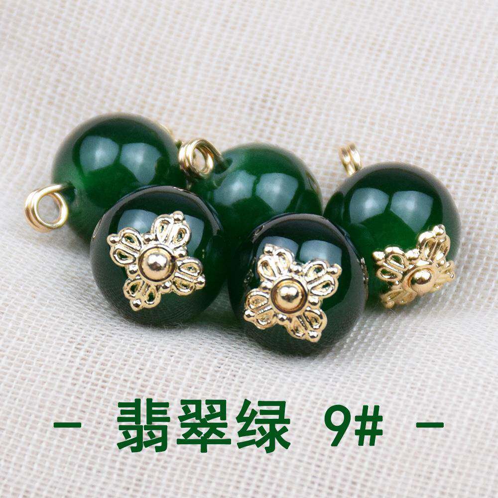 中式纽MAW扣装国合风仿厂玉石圆珠金组合钮扣旗袍唐装汉服饰扣家