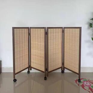 竹屏风移动滑轮儿园遮AVB挡区幼角折折叠办公客厅宠物屏玄关编隔