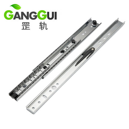53宽304重型不锈钢抽屉轨道三节钢珠滑轨机柜房车导轨5302S