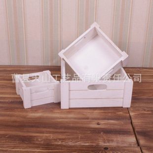 M-025三件套正方实木木盒 手提实木收纳木盒 白色简约实木木盒