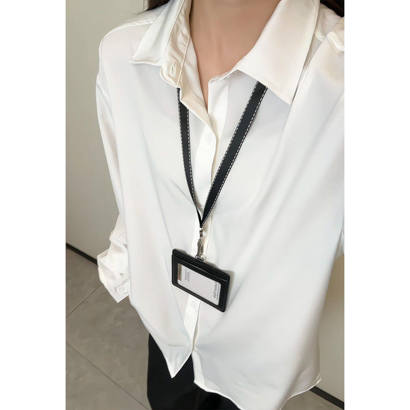 cleanfit白色翻领长袖衬衫男女春秋高级感开衫衬衣慵懒松弛感外套