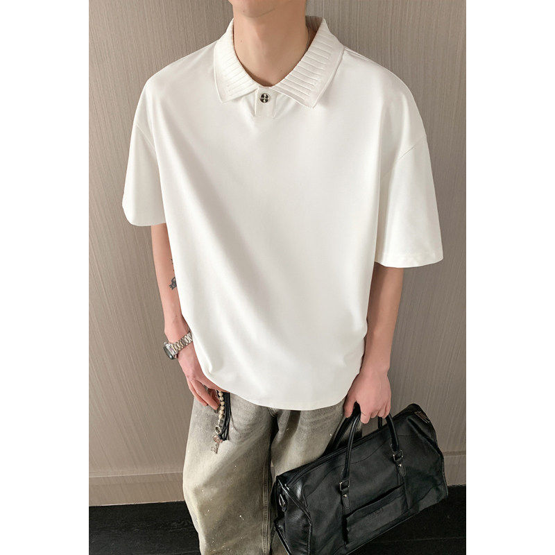 ZPTX美式重磅纯色短袖polo衫男夏季宽松潮流休闲百搭半袖T恤男生