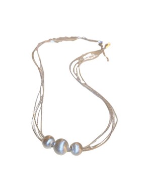 波光粼粼拉丝圆珠多层项链时尚气质潮流锁骨链优雅新款颈链女