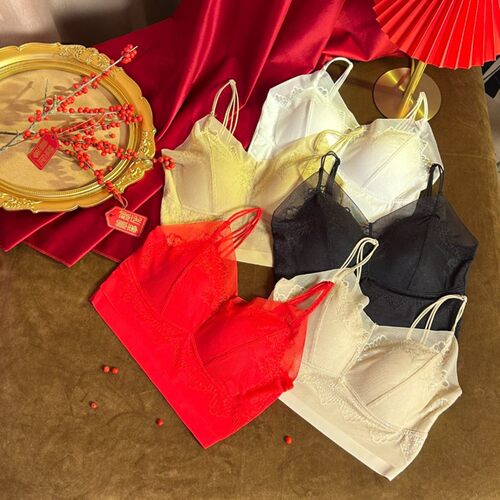 夏季蕾丝乳胶聚拢无钢圈吊带文胸