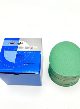 韩国太阳Sunmight L312T 薄膜绿砂 5寸背绒圆盘砂纸 植绒打磨片