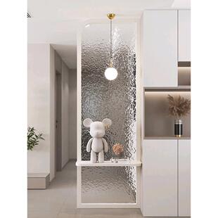 式奶油风客厅户屏风玄关手台浴洗入室柜弧形轻奢76558水波法纹玻