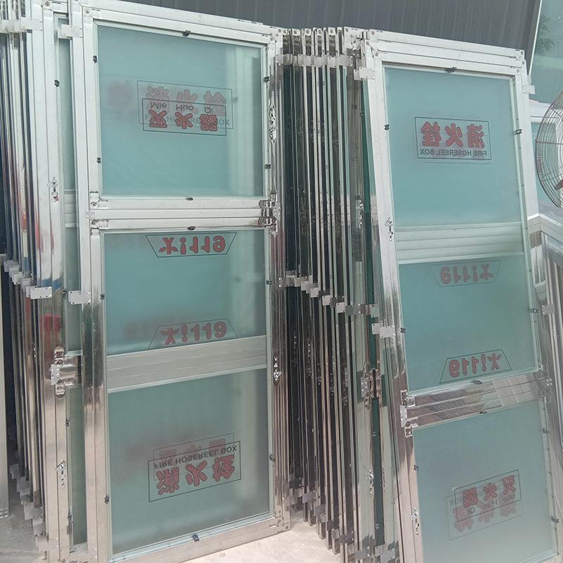 不锈钢消防玻璃门室消002火栓箱板内消面火栓箱门消防器栓材