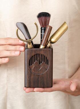 黑勺檀木茶道六君子实03695茶道筒功茶具泡茶工具茶夹夫木茶茶刀