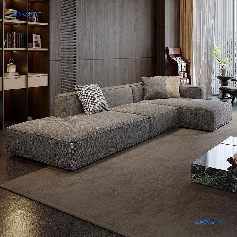 意式用现麻代轻奢极棉客厅XWB家大小户型直排简贵妃位豆腐块布艺