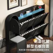 柜子 柜凳一体门口入户靠墙玄关黑斗色实木鞋 BXX翻简约法式 复古鞋