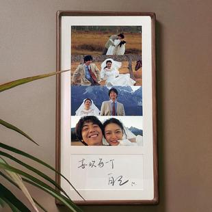 3EW1实婚木框台情侣相相框照片结登记摆台摆diy相F769H89T框结婚