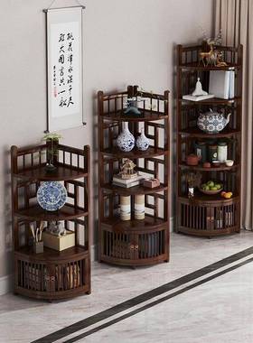 博古47812架实木中式转角书置架客厅茶柜茶叶间架多层省物空架子