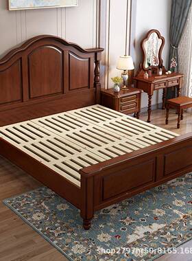 美UKK式实木床双人大床主卧现代简8约轻奢中式白色公收全纳1.主婚