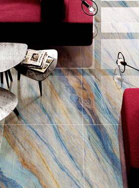 600x1200蓝色奢石通体理石瓷砖750工x500深大色别墅程客深色地砖