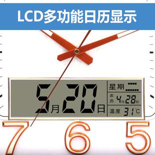 钟挂钟客家用时尚夜光现日代墙上石591YG英厅时表挂墙带历新款挂