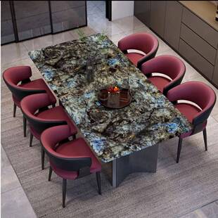 轻椅奢高229级感大理石餐现桌代简餐约长方形桌现货