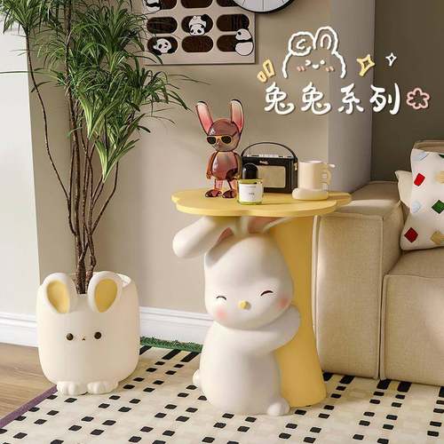 子兔落沙地摆件乔大型托盘客厅电视柜装饰品发边几搬BJ2146家迁新