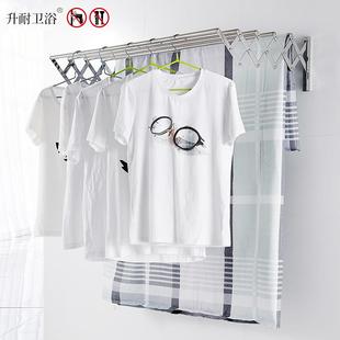 室内30不4锈钢架台伸缩晾衣壁挂室外推阳拉折C661叠晒衣晒被晒衣