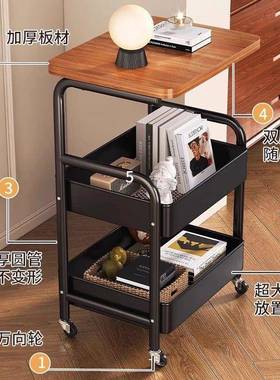 中古风pxx78048床头置物架家用客厅收纳柜复古移动卧茶几收室零床