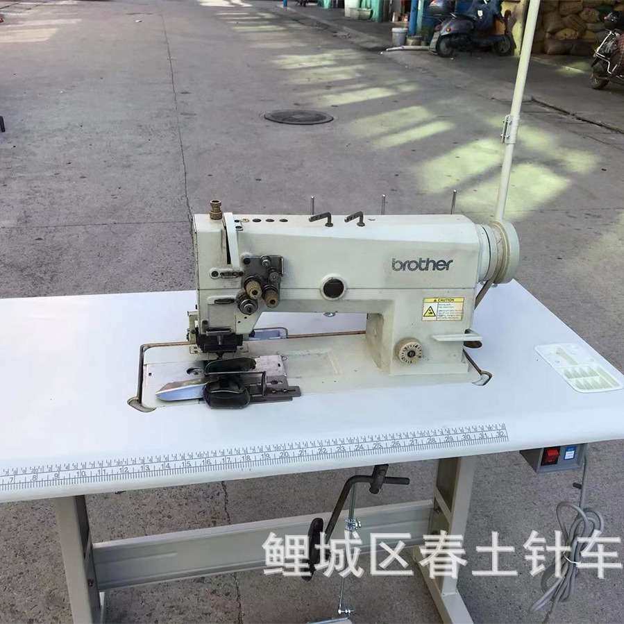 跑手提带/背带/兄弟牌平板带拖轮双针工业电动缝纫机针车宽针