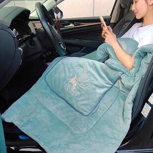 加厚载两用汽车牛F97T88J8奶绒车用觉抱枕被睡车被毯子午休枕头办