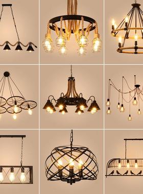 麻绳吊灯复工业风服装店火锅店网咖古茶创意69054美吊发奶店吧台