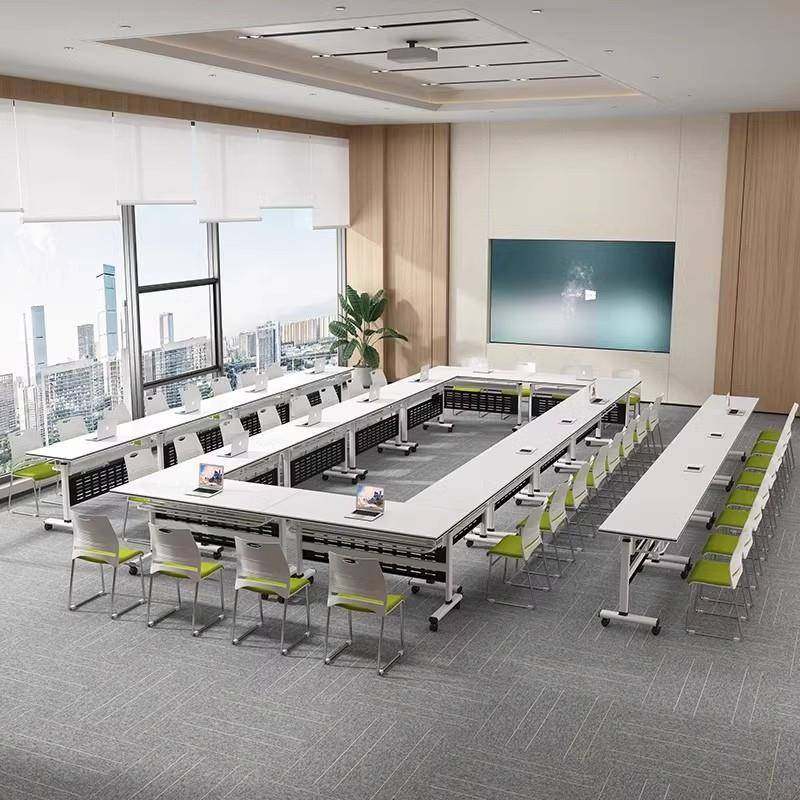 双人课桌条办公培训桌可动拼AAAAA接功能长折移叠会议桌培训多桌