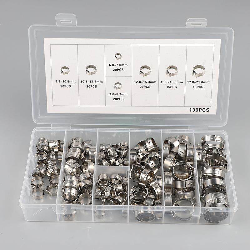 卡箍喉家单耳无极厂卡盒箍130PCS装箍3JXQ04不锈钢管夹直供