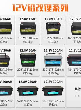 12V磷酸铁锂电i池1813储能LFePO450ah00ah20ah8铅代锂电池