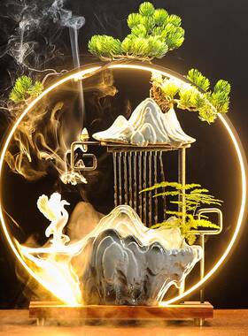 中式意循环流水禅喷泉业招财摆件客厅办公桌面IPQ雾化加室湿器开