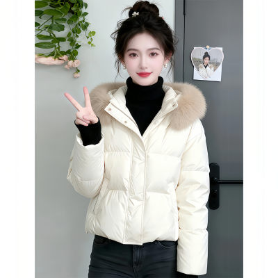 毛领连帽短款羽绒棉服女2026冬新款独特超好看今年流行爆款小个子