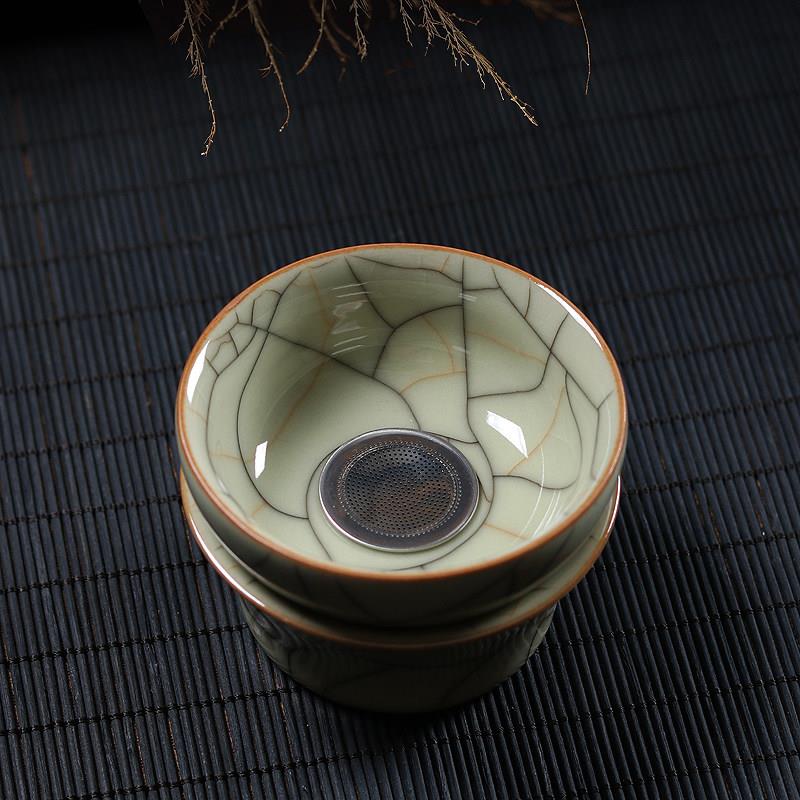 青瓷茶漏传世哥窑冰裂纹龙泉陶瓷滤茶器器功夫茶具家用复古茶道配