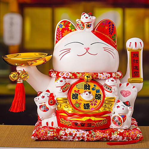 玄关装饰乔迁礼品开业大吉收银台前台家居客厅招财猫摆件自动招手