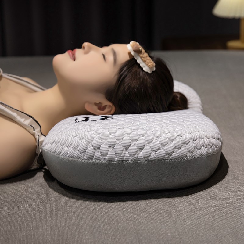 夏季猫肚皮成人枕头护颈椎头枕儿童专用学生单人记忆棉整头枕芯套