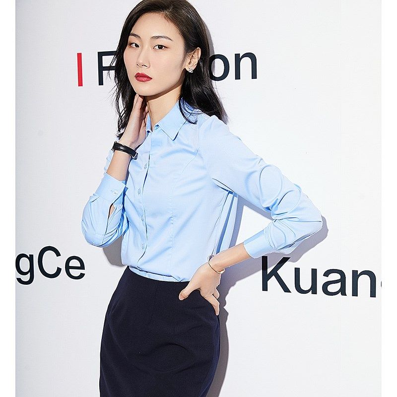 白衬衫女夏V领职业西装正装短袖白色衬衣女士修身显瘦面试工作服